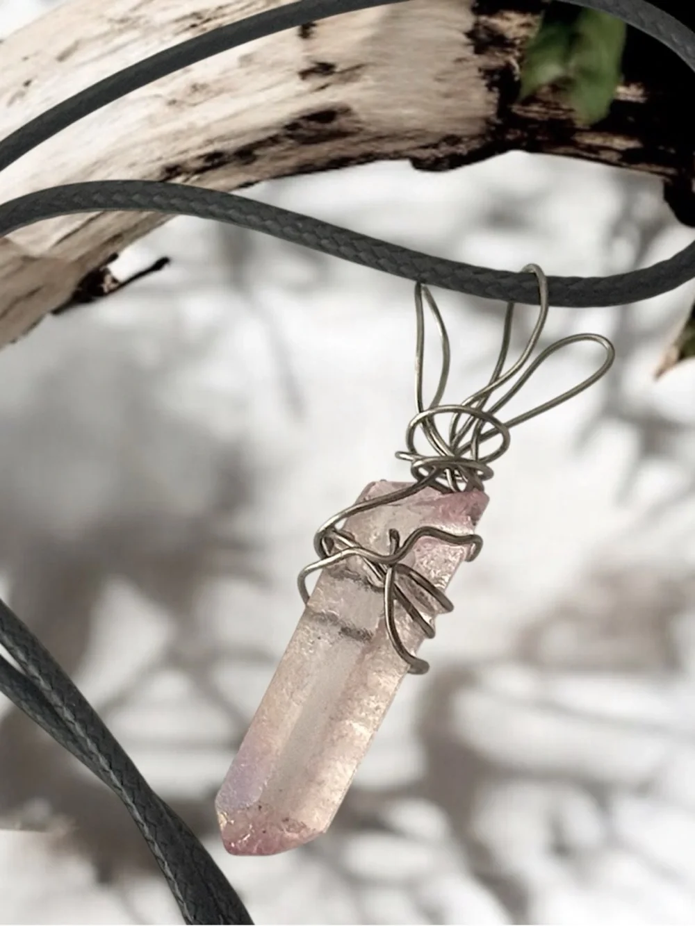 5 for $25💫Scattershot Wire Wrapped Light Pink Quartz Pendant